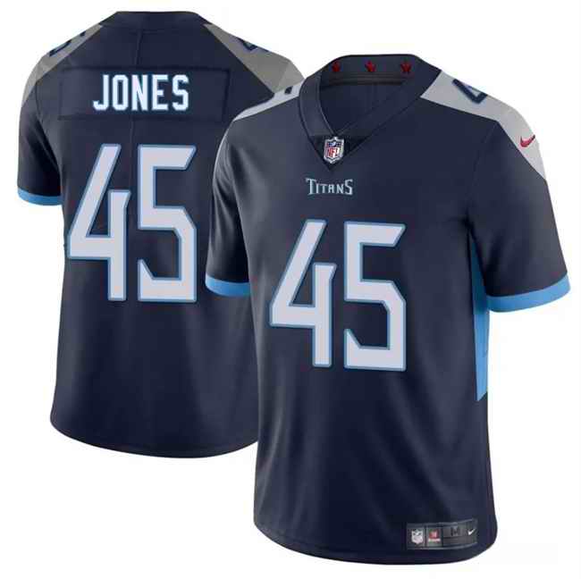 Men's Tennessee Titans #45 Dre'Mont Jones Navy 2025 =Vapor Limited Stitched Football Jersey